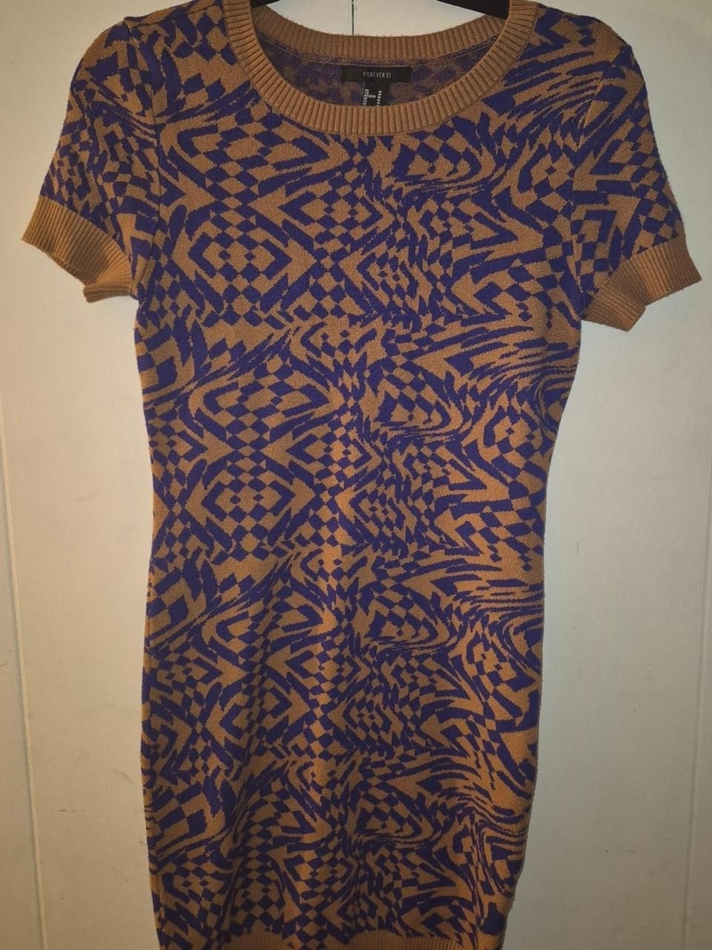Forever 21 Purple and Tan Geometric Midi Dress